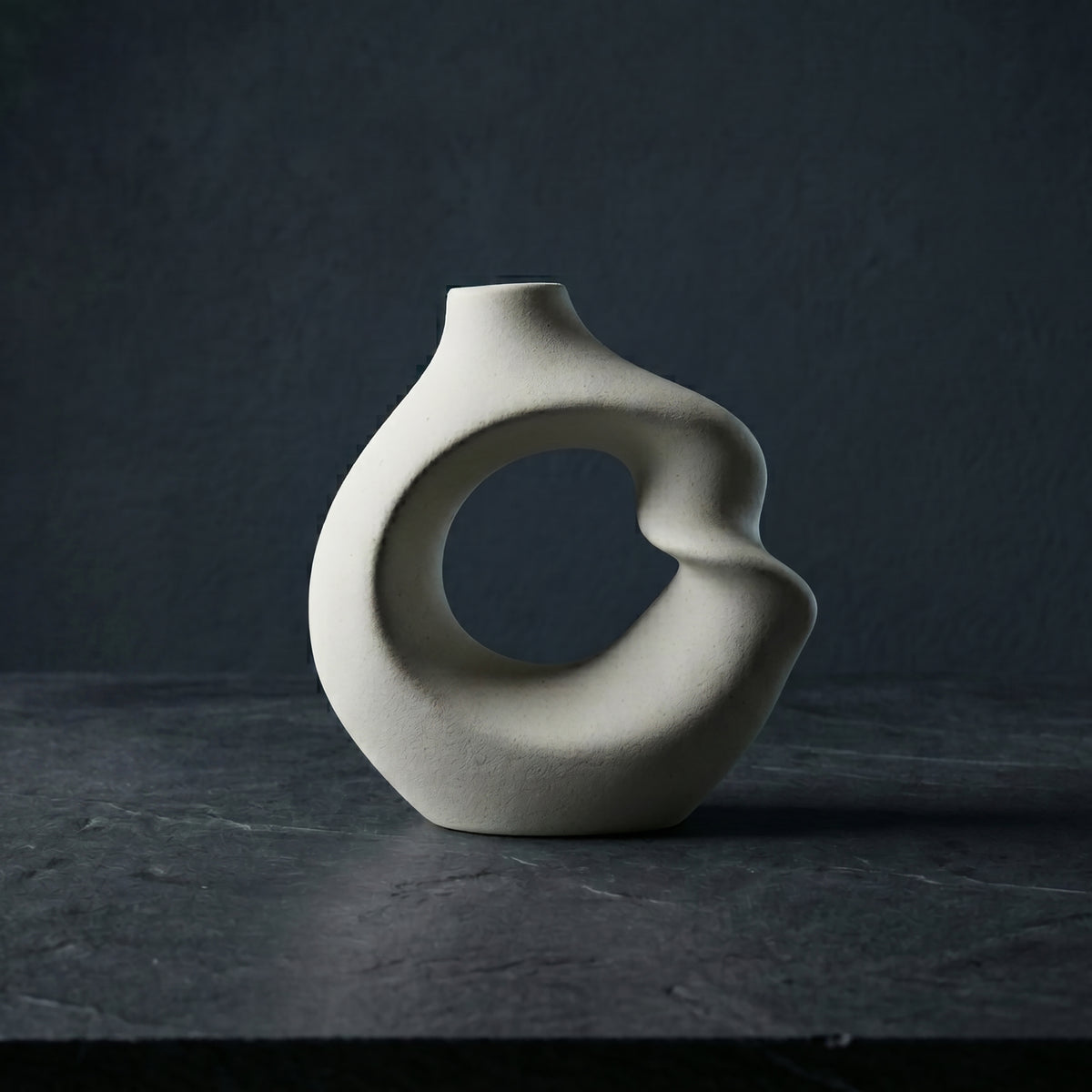 White Ring Ceramic Flower Vase (Small) by Zodiya