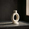 Off-white Circular Ceramic Ring Vase (small) by Zodiya
