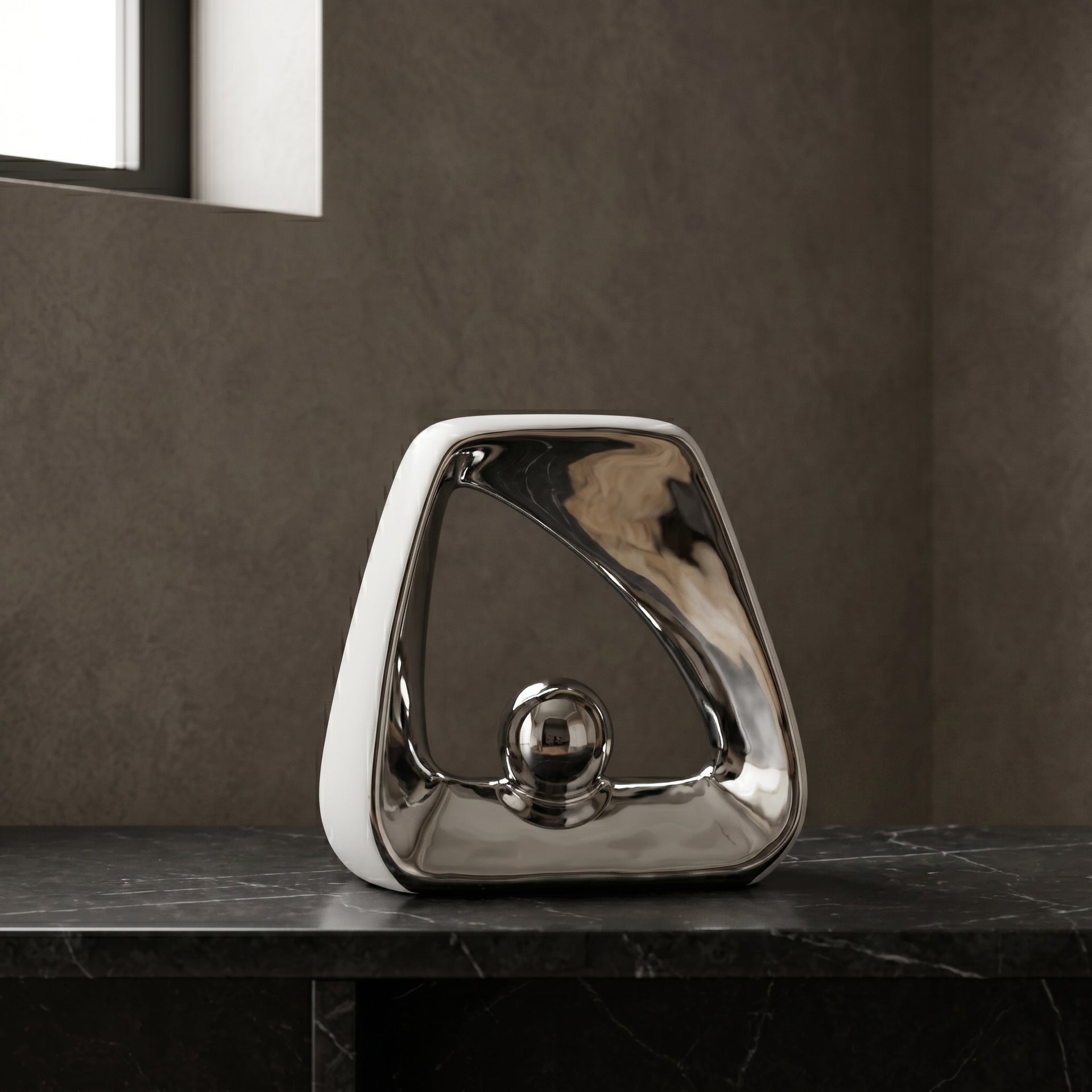 Silver Metallic Sculpture by Zodiya