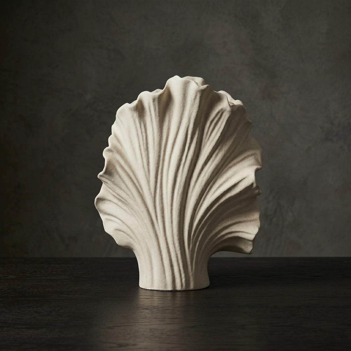 Off-White Ceramic Shell Shaped Vase by Zodiya