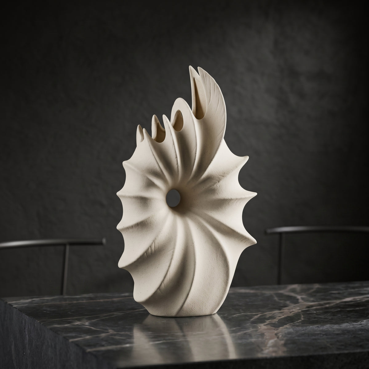 Off-white Shell Ceramic Vase By Zodiya