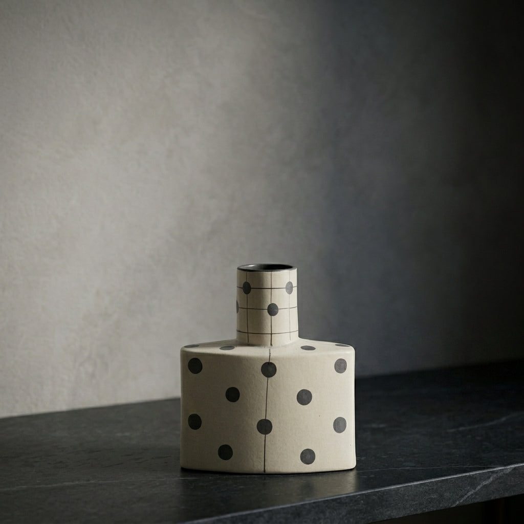 Black Dotted Ceramic Flower Vase By Zodiya