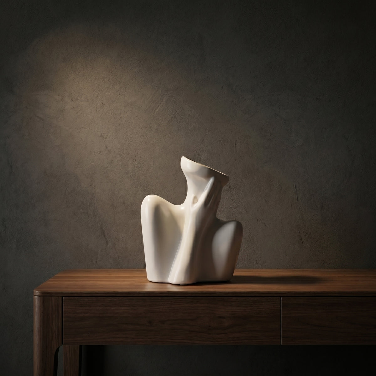 White Sculpture Ceramic Vase by Zodiya