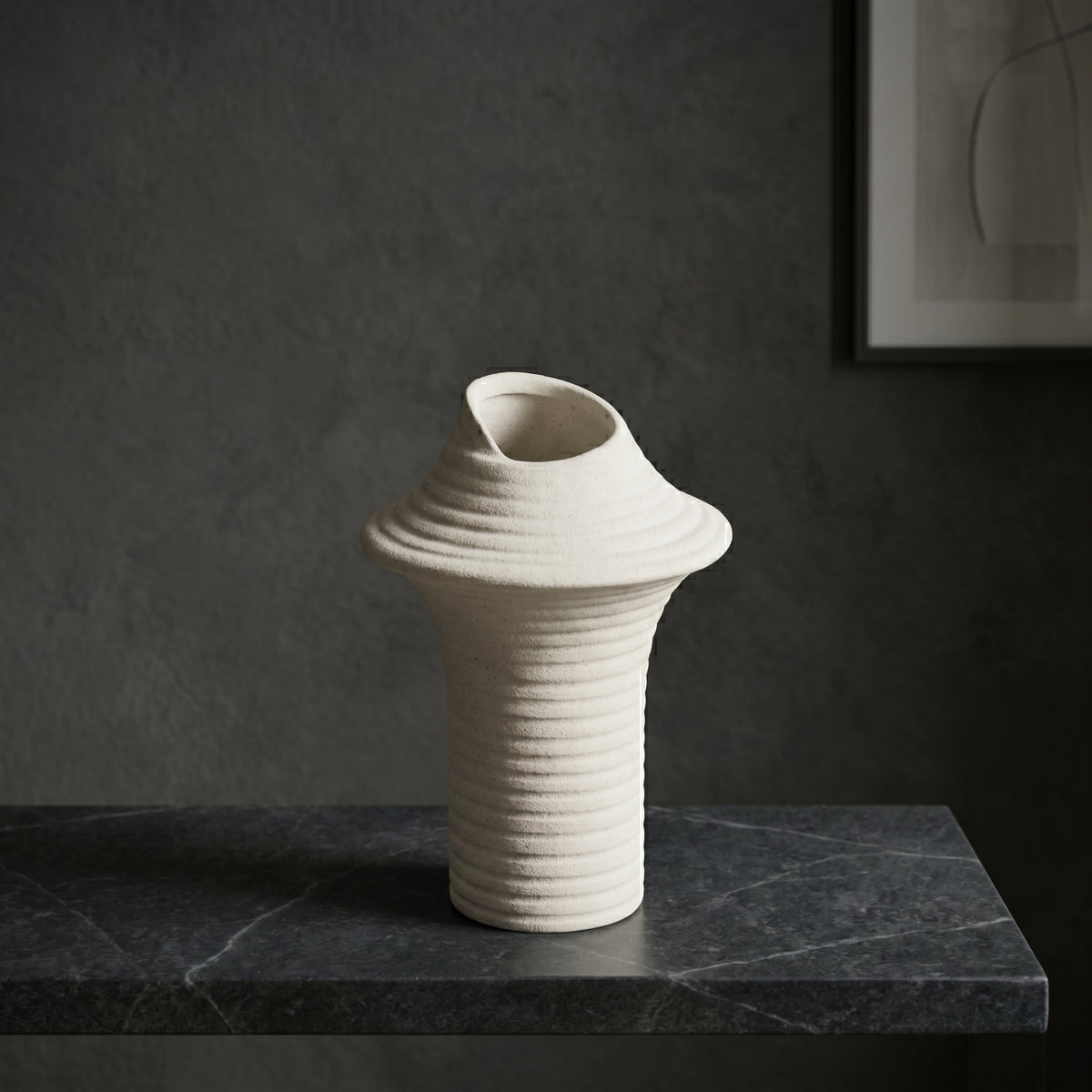 White Rim Ceramic Flower Vase by Zodiya