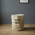 Beige Fabric Laundry Basket with White Rope Handles by Zodiya