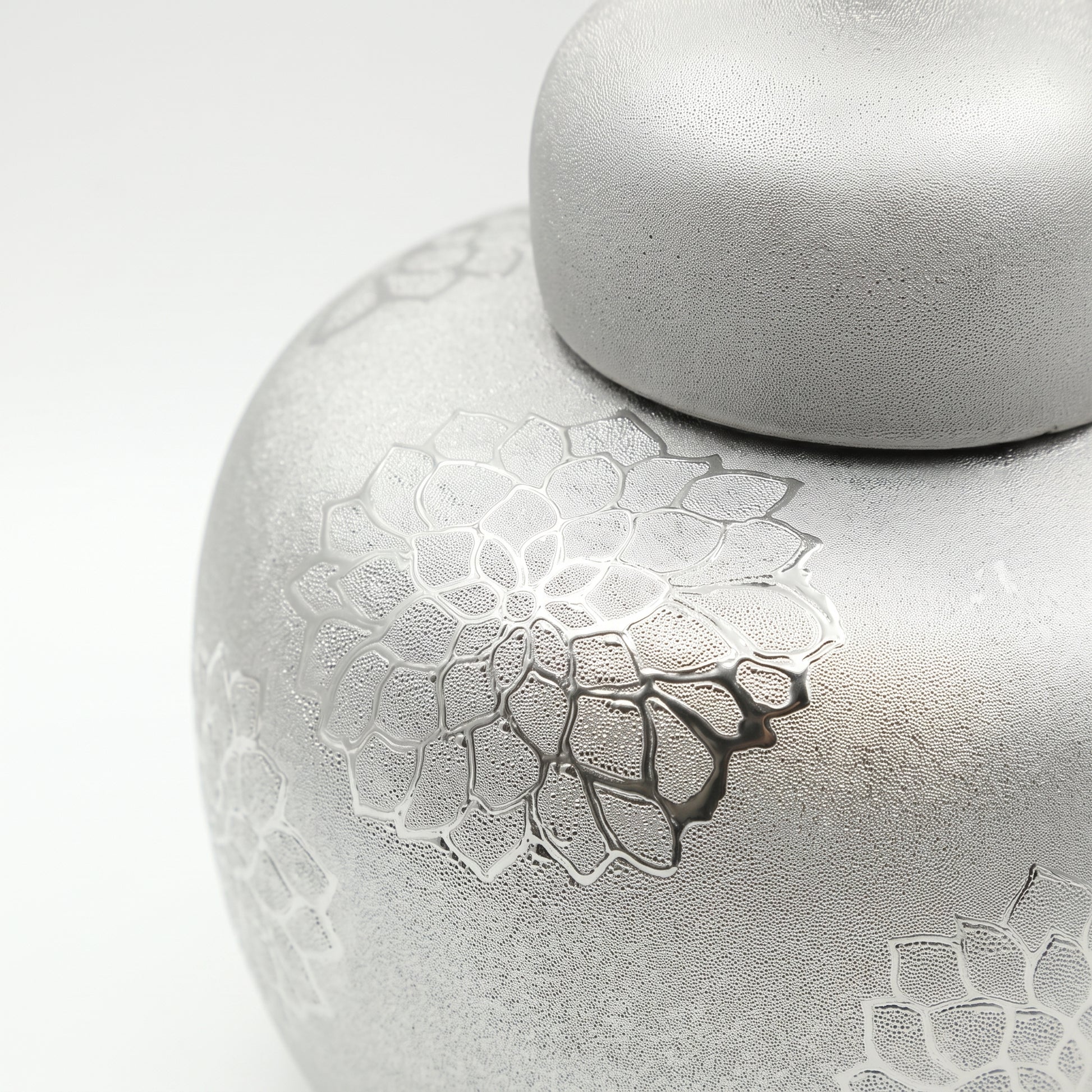Small Silver Grey Ceramic Lidded Jar Vase By Zodiya-5
