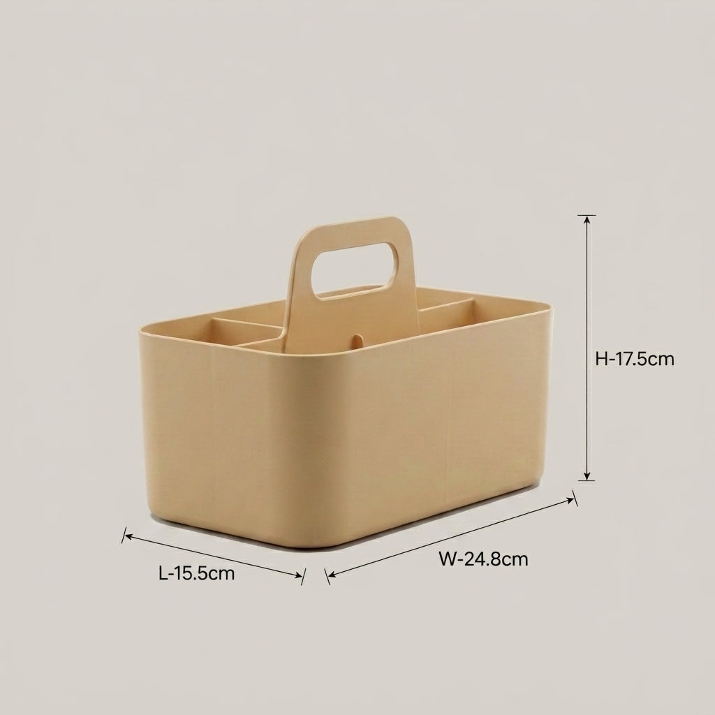 Beige 4 compartments Multi organizer with handle By Zodiya