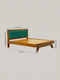 Timberlux Queen size Bed with Green Cushion Headboard By Zodiya