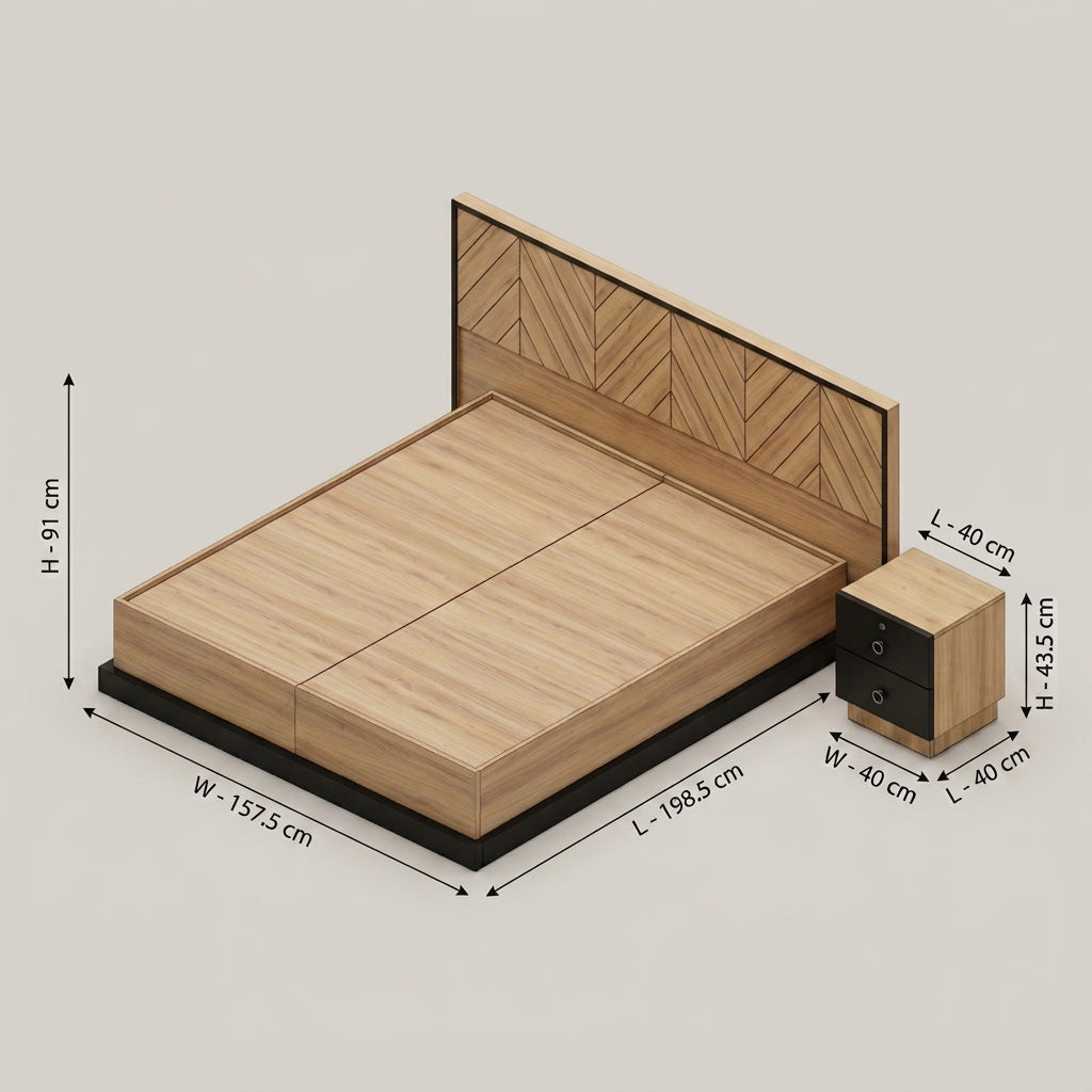 Zayn Engineered Wood Queen Bed with Storage and Side Table by Zodiya