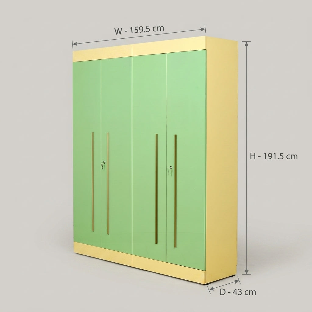 Lormier Engineered Wood Green 4 Door Wardrobe By Zodiya