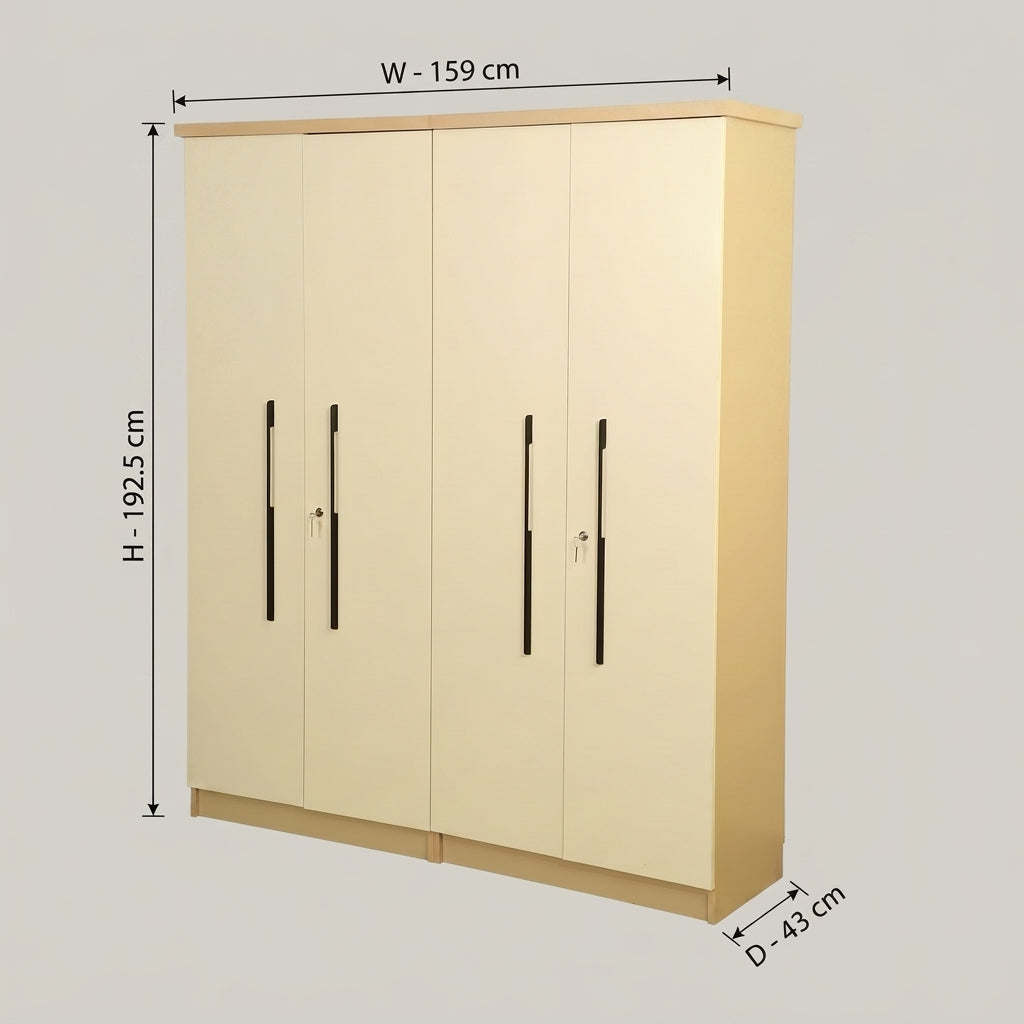 Denver Cream 4 Door Wardrobe By Zodiya