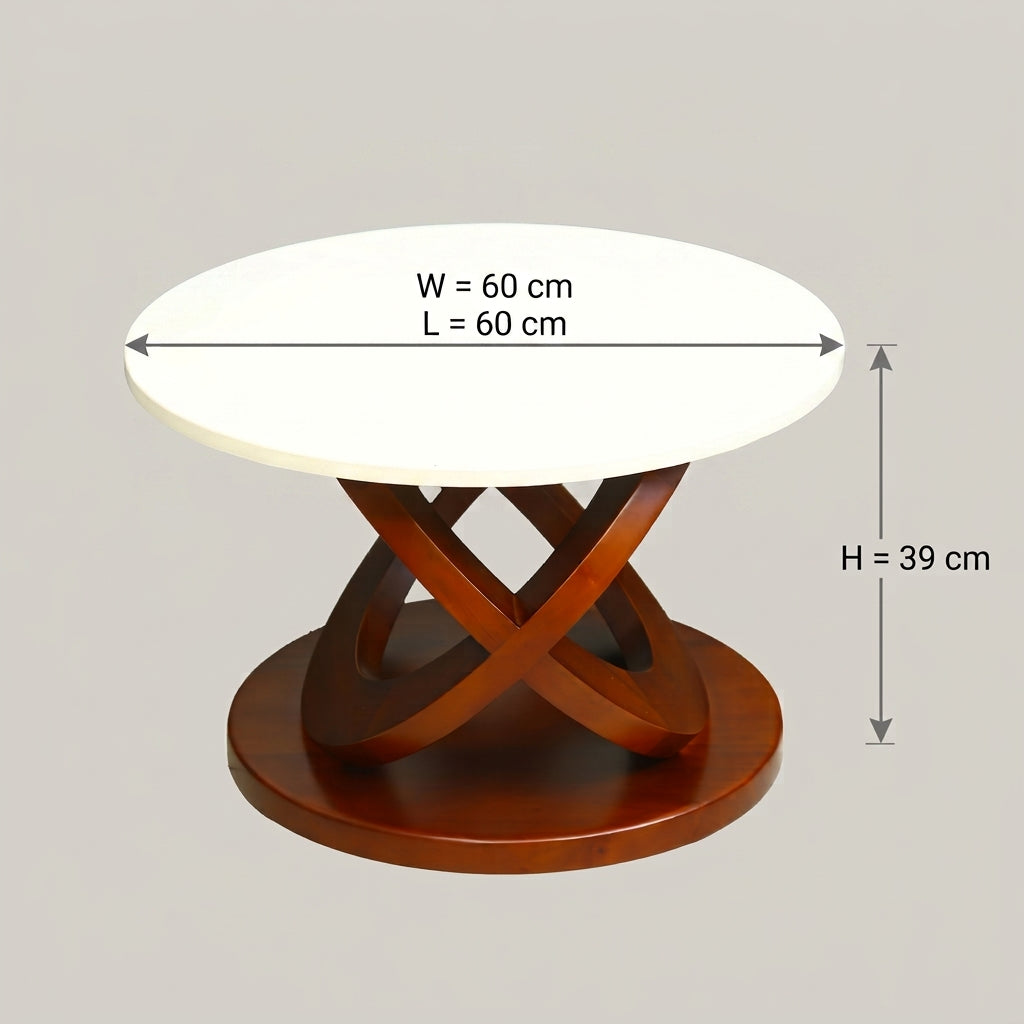 Barcelona Round Mahagony Wood Coffee Table by Zodiya