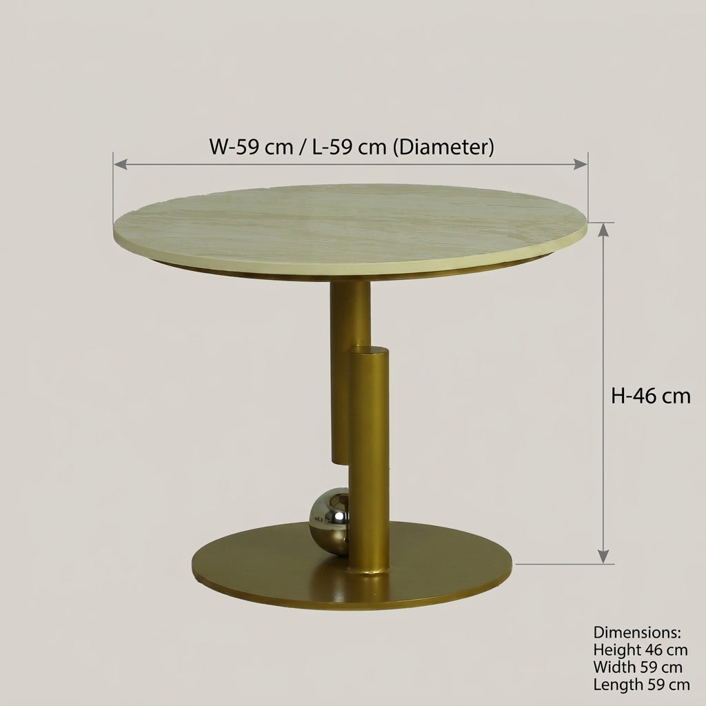 Round Side Table with Gold Base (pedestal) by Zodiya