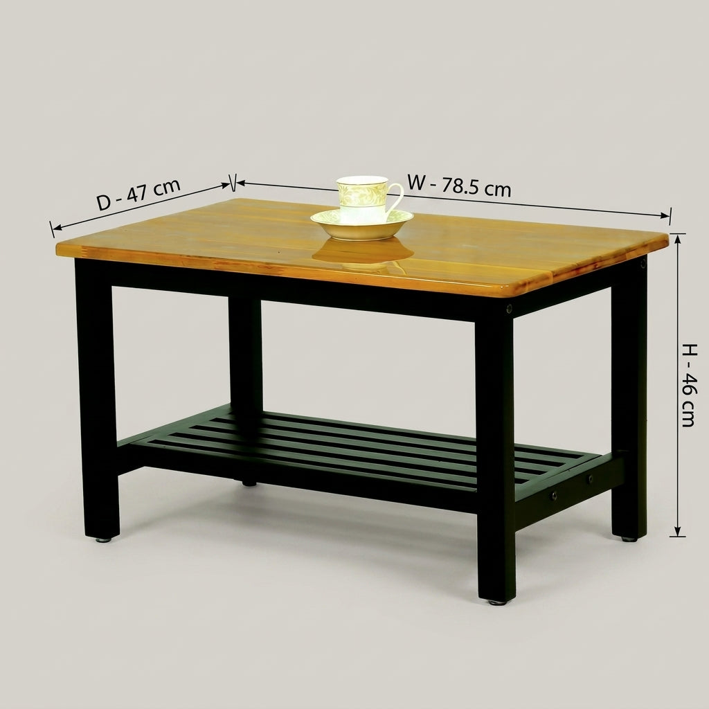 Engineered Wood Square Coffee Table with Black Legs by Zodiya