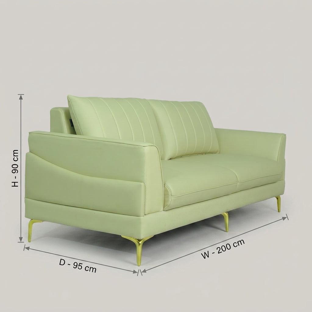 Access Tan Leather 3 Seater Sofa with Gold Legs by Zodiya