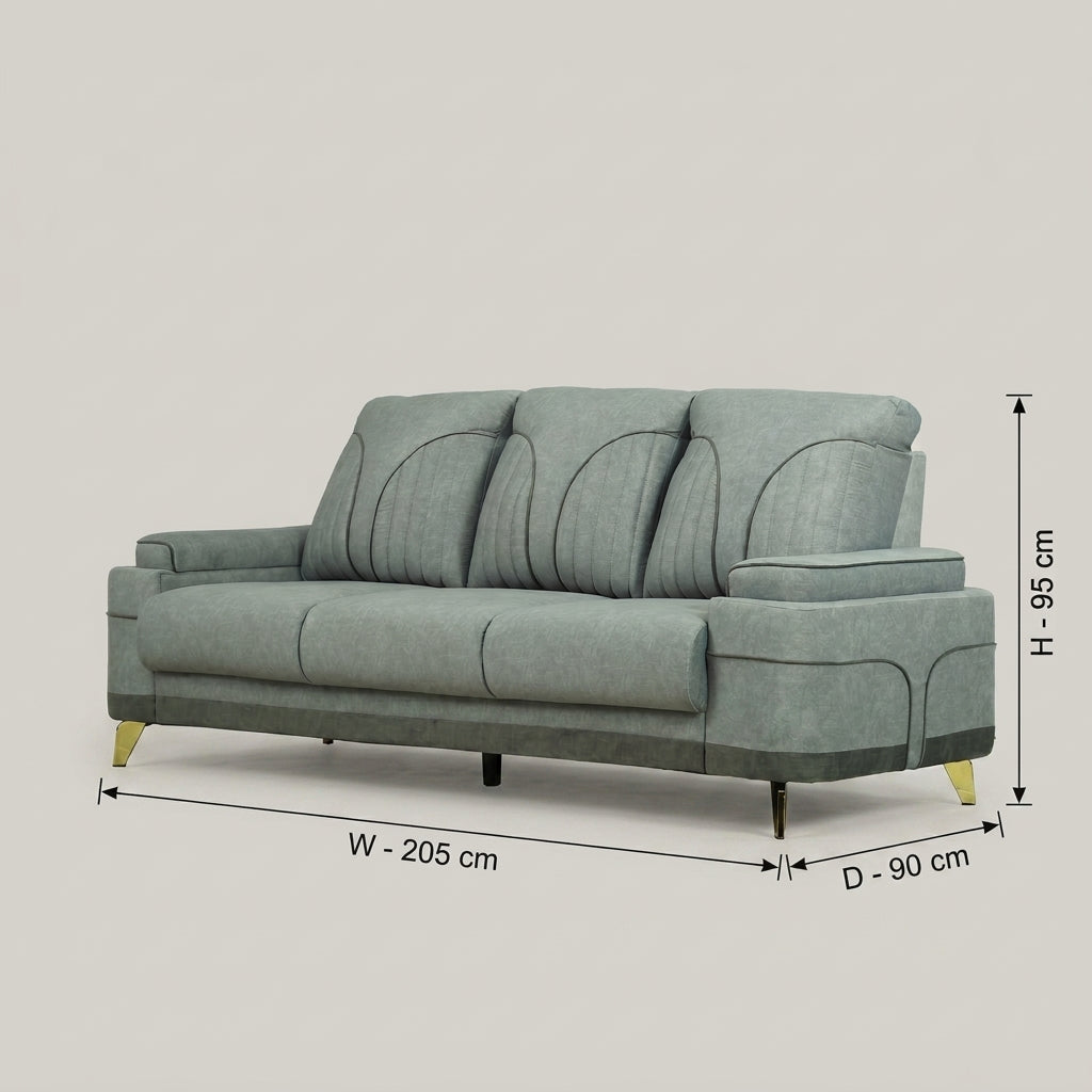 Omega Grey 3 Seater Fabric Sofa by Zodiya