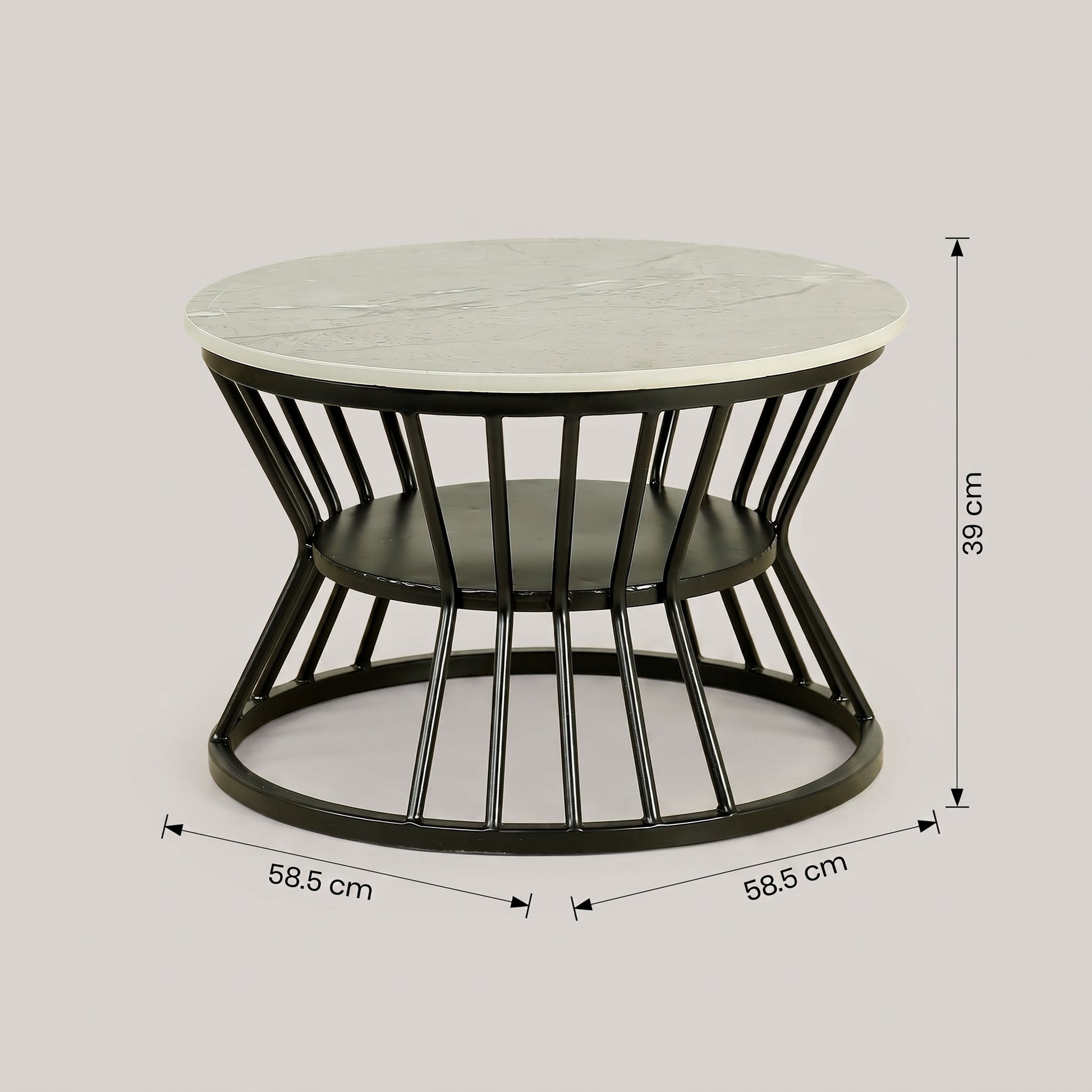 Round Marble Coffee Table with Black Base by Zodiya-2
