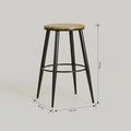 Modern Round Wooden Bar Stool with Black Metal Legs by Zodiya
