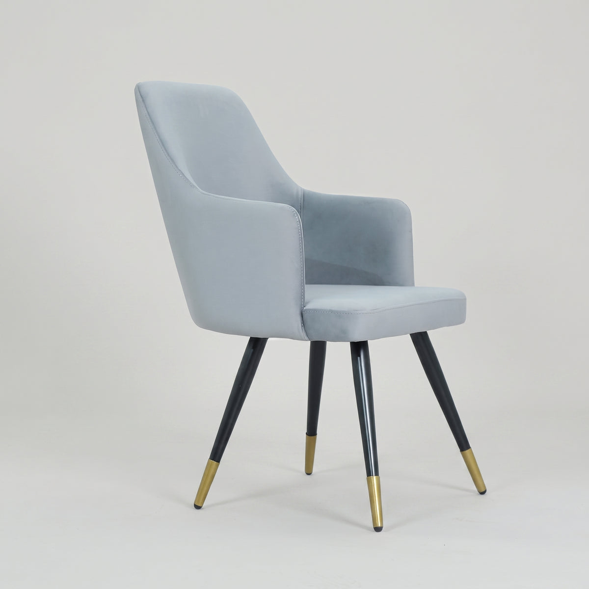 Chic Grey Velvet Dining Arm Chair by Zodiya