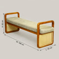 Wooden Ottoman Bench with Rattan Cane and Cushion By Zodiya