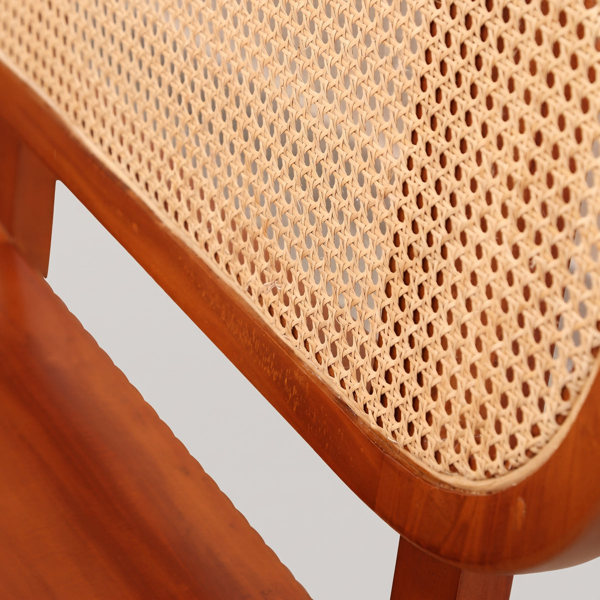 Wooden Bench with Rattan Backrest By Zodiya