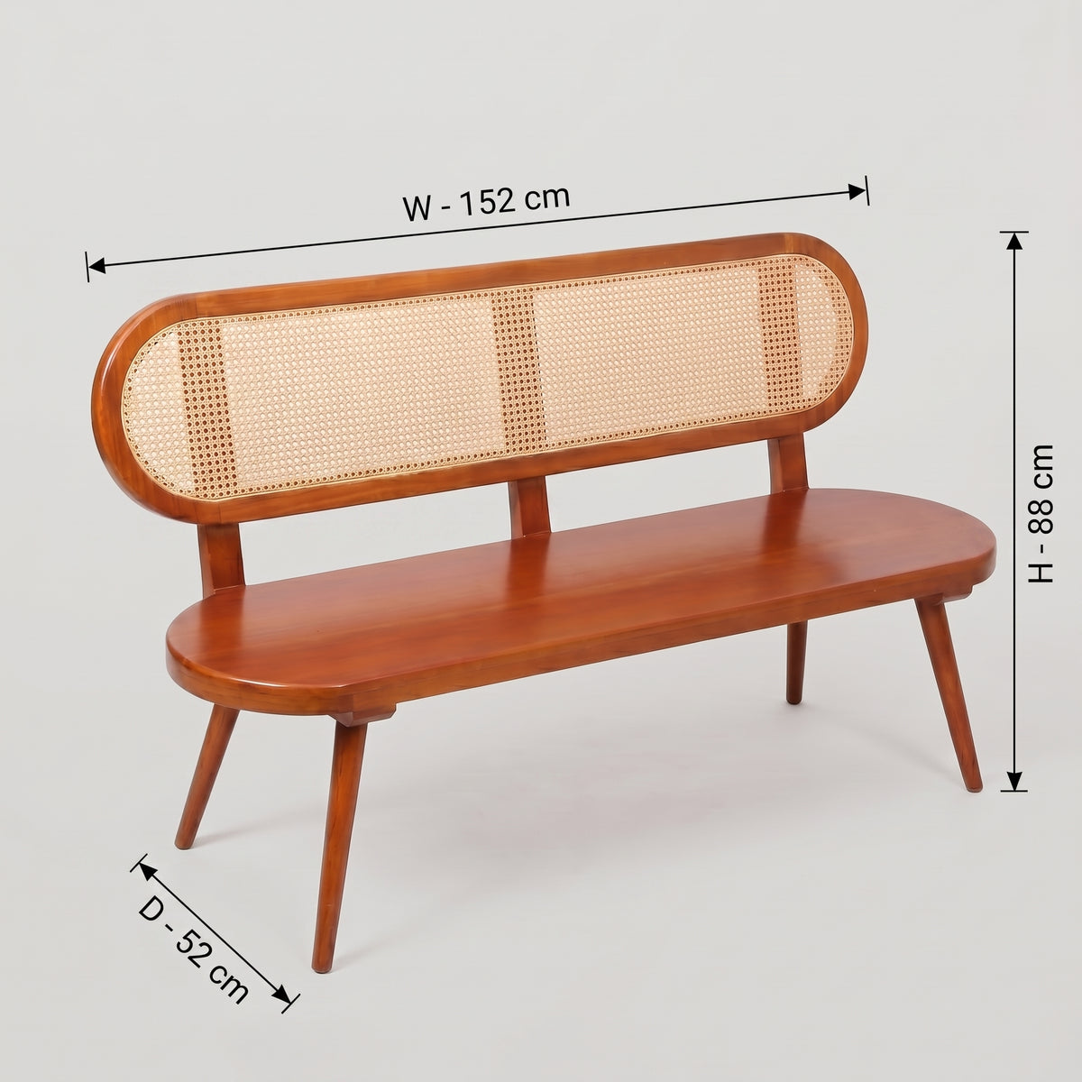 Wooden Bench with Rattan Backrest By Zodiya