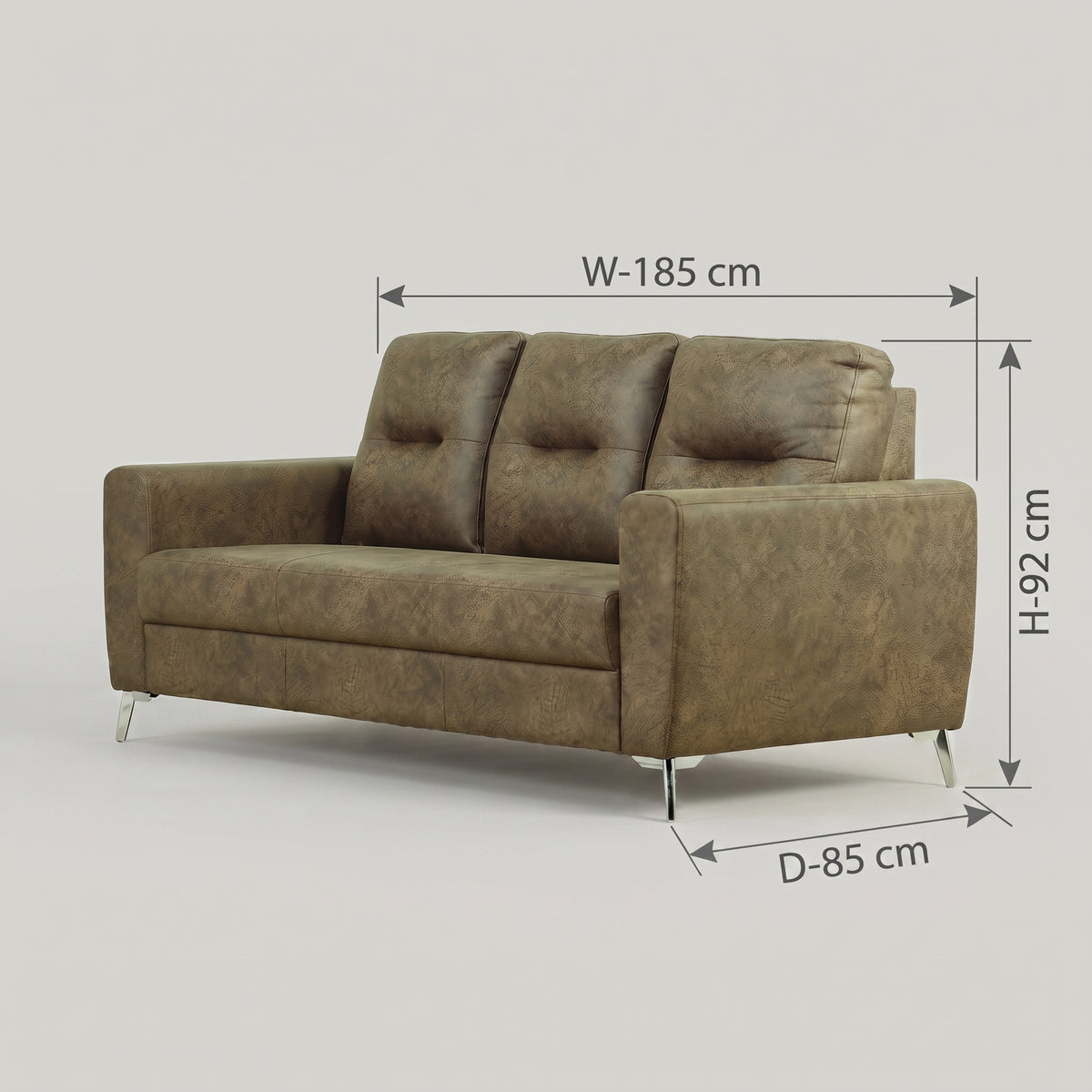 Vive Brown Leather 3 Seater Sofa by Zodiya