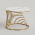 Round Marble Top Coffee Table with Metallic Gold Base by Zodiya