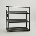 3-Tier Black Metal Shoe Rack Organizer Shelf by Zodiya