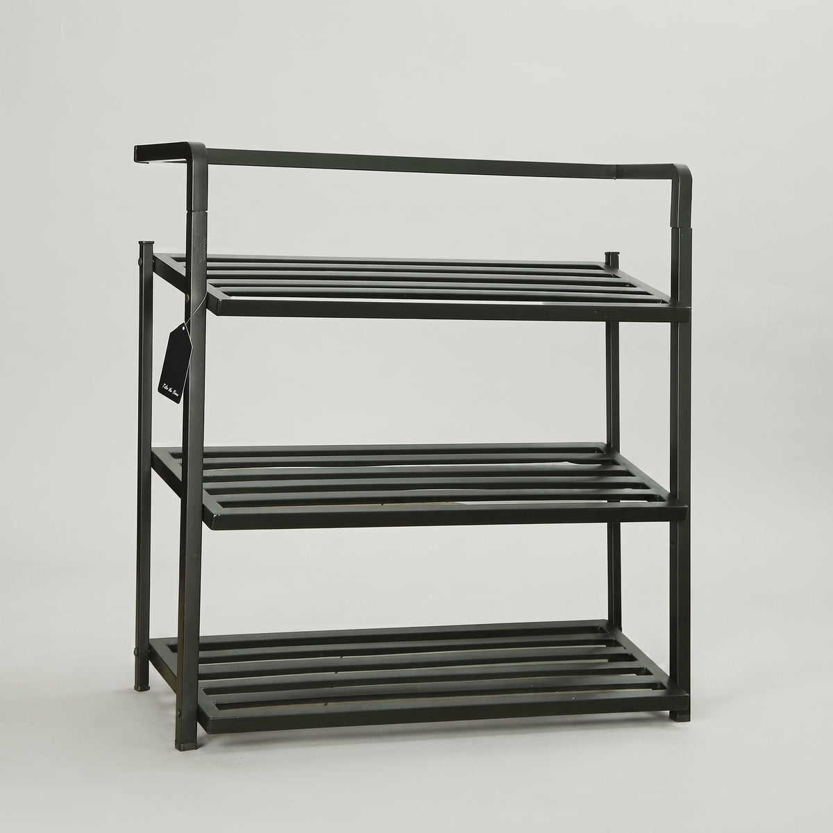 3-Tier Black Metal Shoe Rack Organizer Shelf by Zodiya