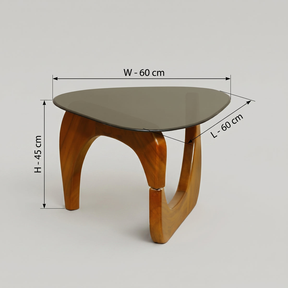 Triangle Glasstop Wooden Base Coffee Table By Zodiya