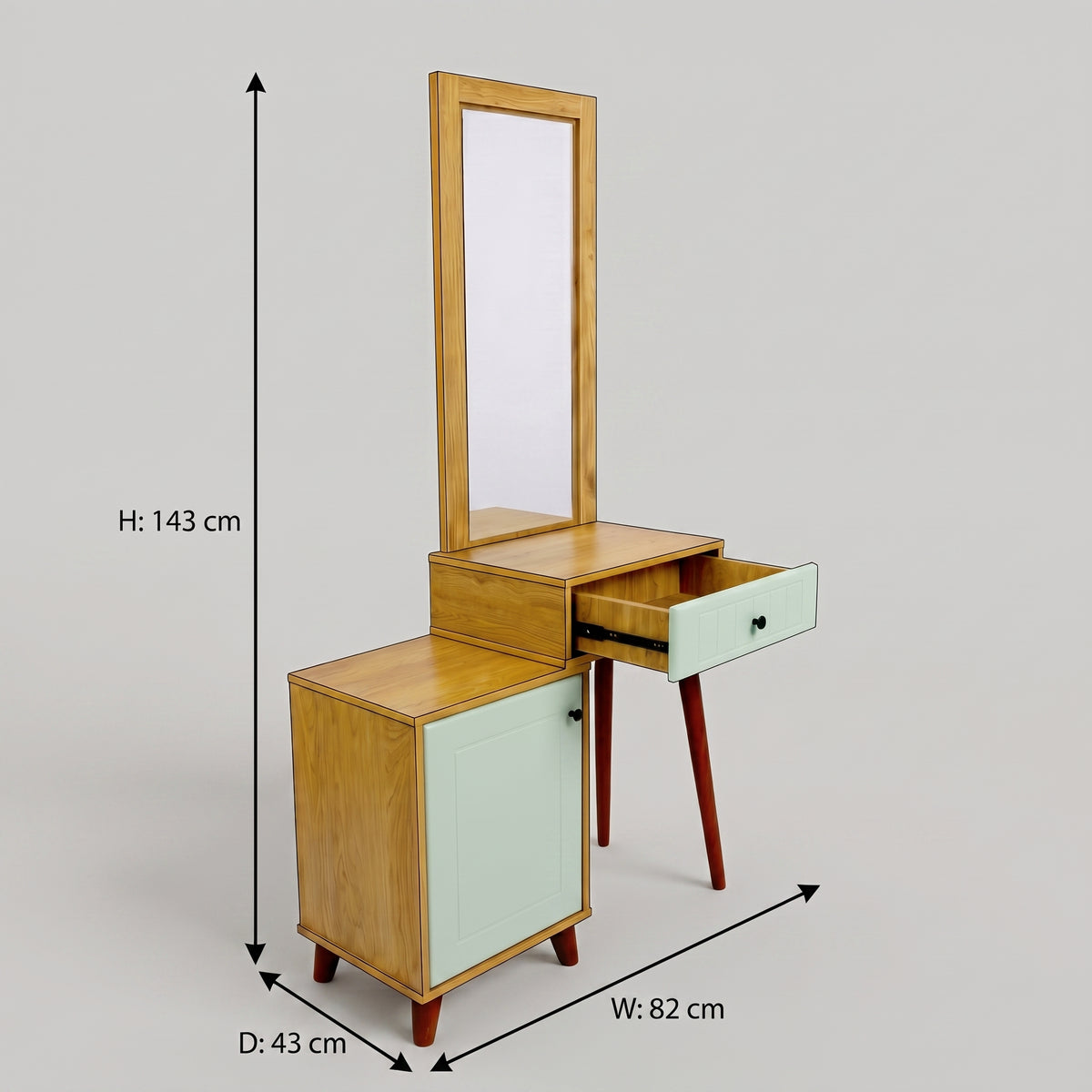 Green Dressing Table with Storage | Stylish Vanity Table