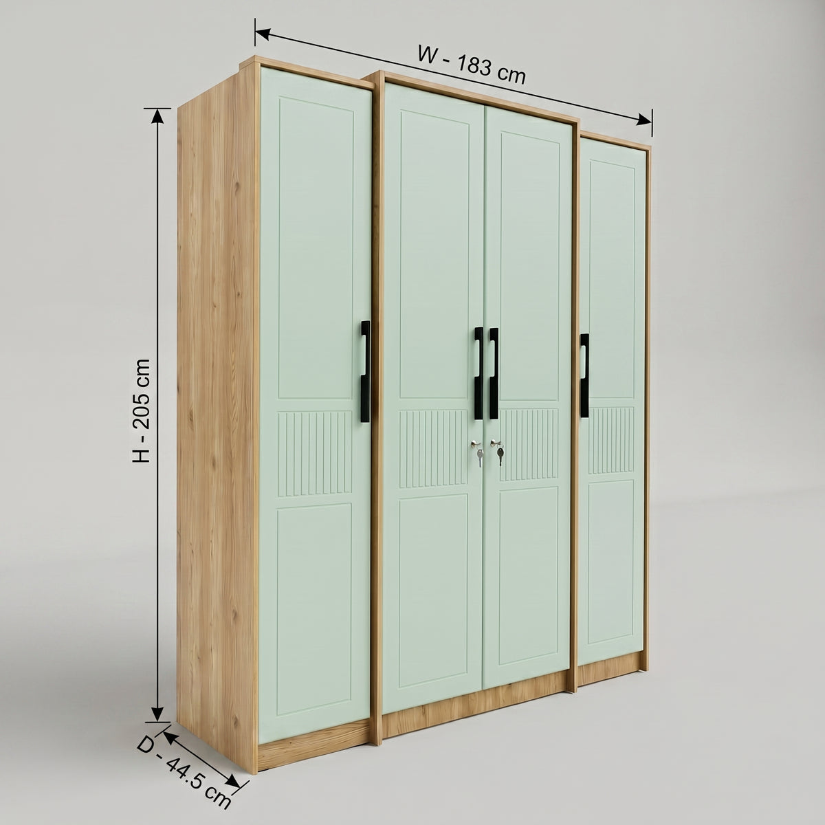 Pista Green 4 Door Wardrobe by Zodiya