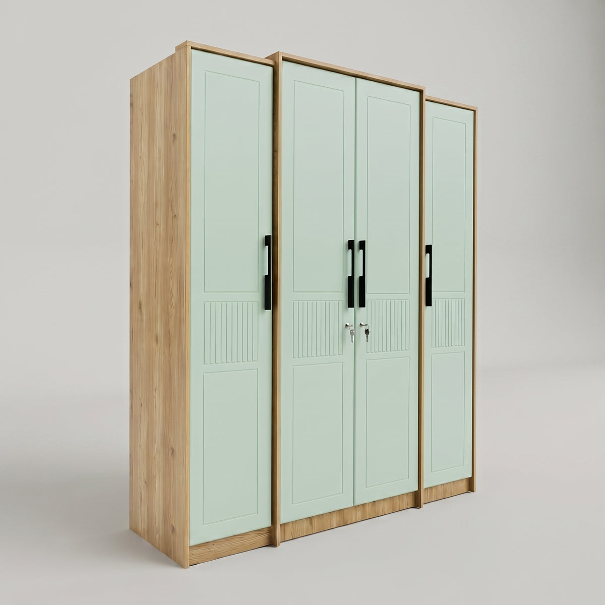 Pista Green 4 Door Wardrobe by Zodiya