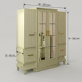 Beige Engineered Wood 4 Door Wardrobe with Mirror by Zodiya