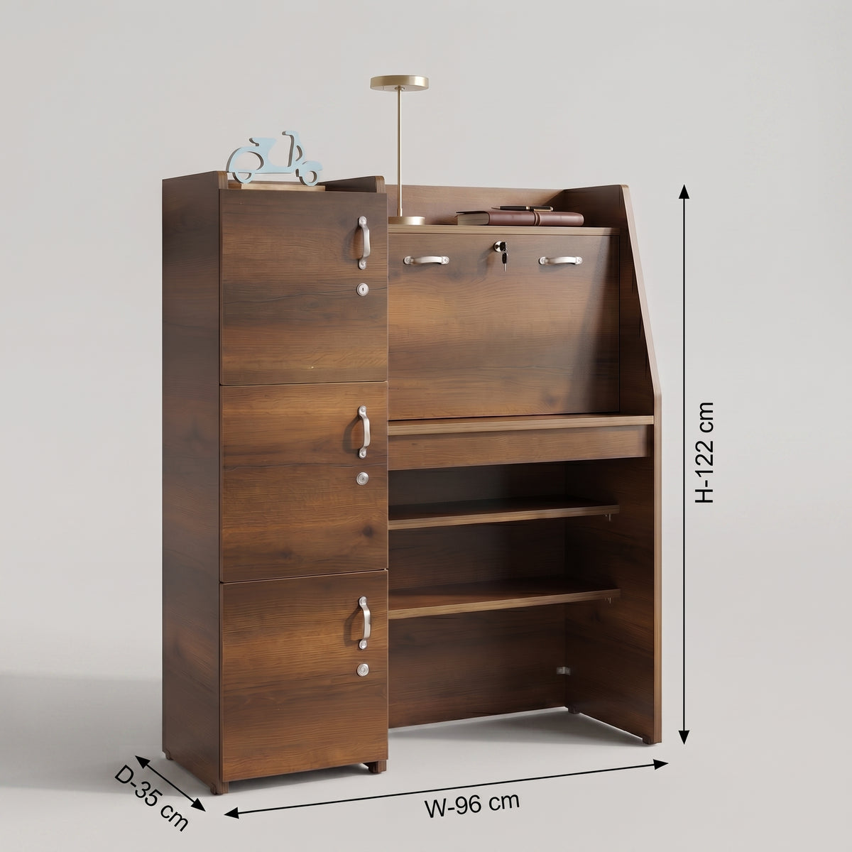 Spazio Wooden Study Table with Storage Cabinets By Zodiya
