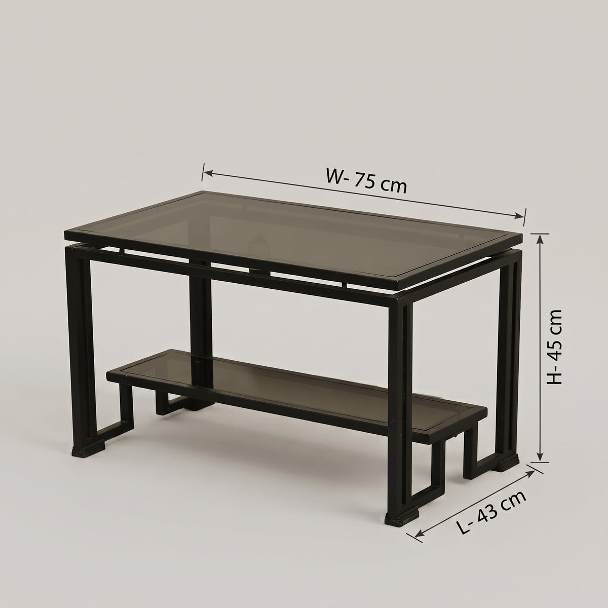 Black Glasstop Metal Coffee Table By Zodiya