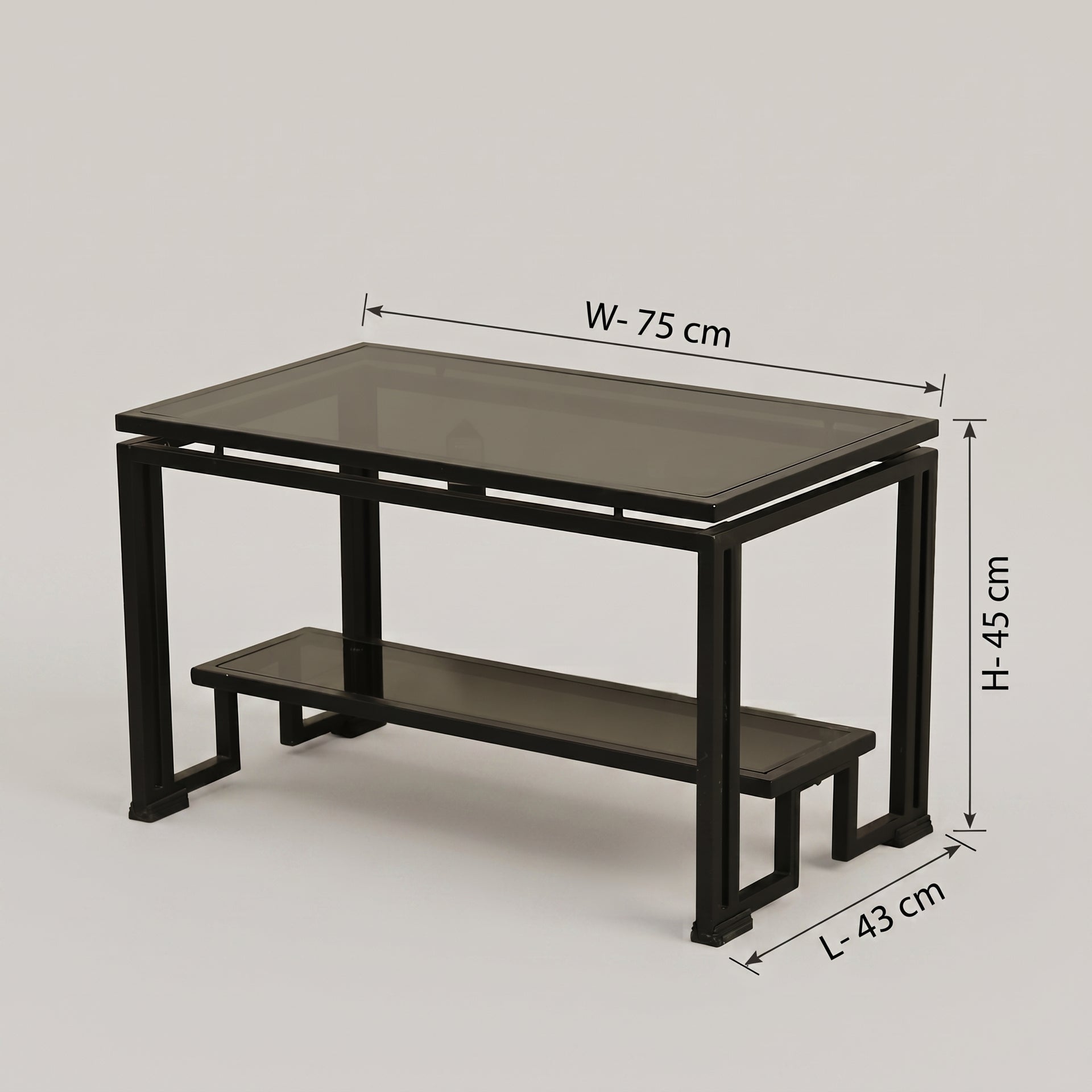 Black Glasstop Metal Coffee Table By Zodiya
