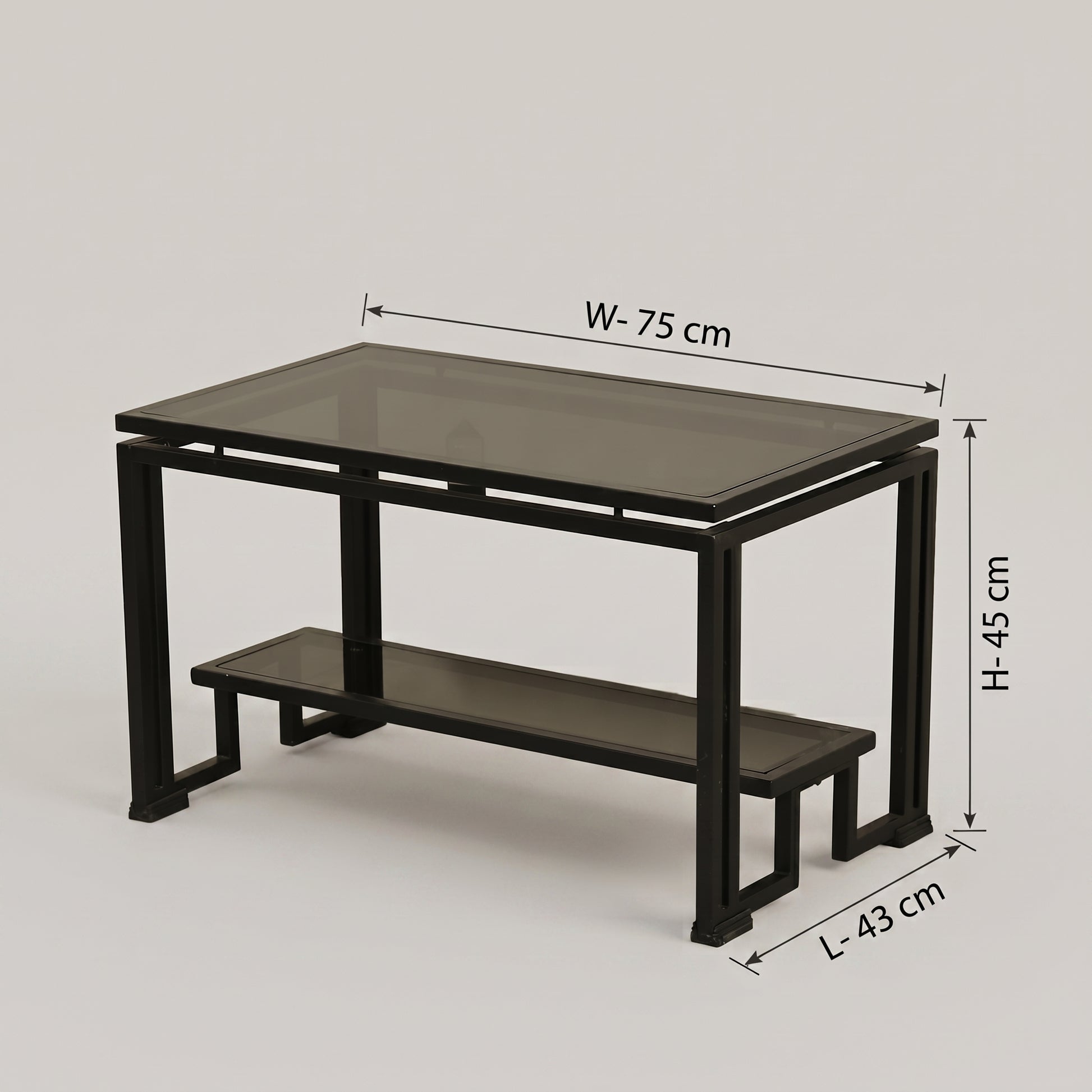 Black Glasstop Metal Coffee Table By Zodiya-2