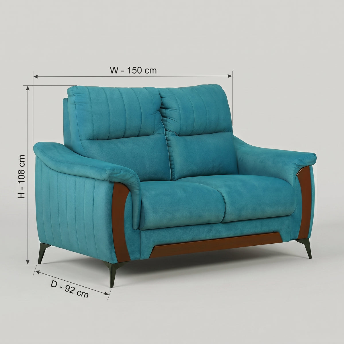 Omega Blue Velvet 2 Seater Sofa by Zodiya