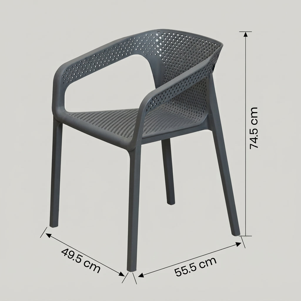 Grey Plastic Dining Arm Chair by Zodiya