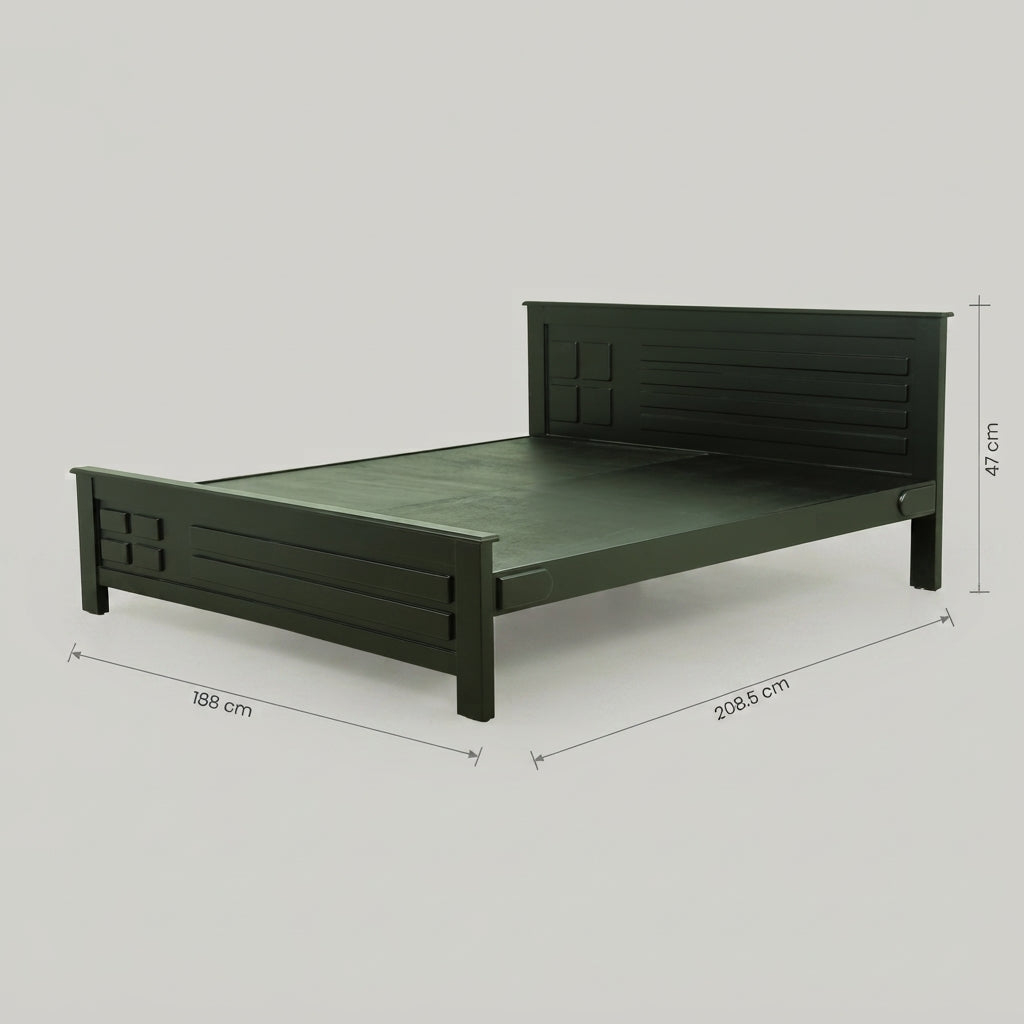Black Engineered Wood King Size Bed by Zodiya