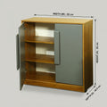 Wooden Shoe Rack with Grey Metal Doors by Zodiya