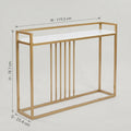White Slim Marble Console Table with Gold Geometric Base