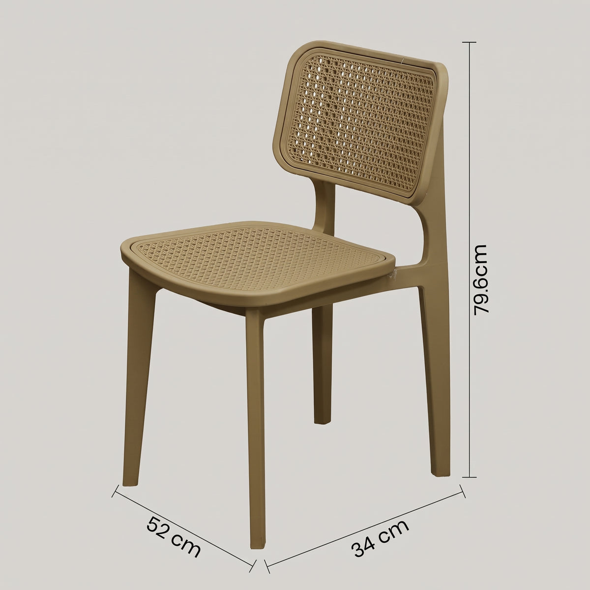 Epic Beige Plastic Dining Chair with Rattan Cane by Zodiya
