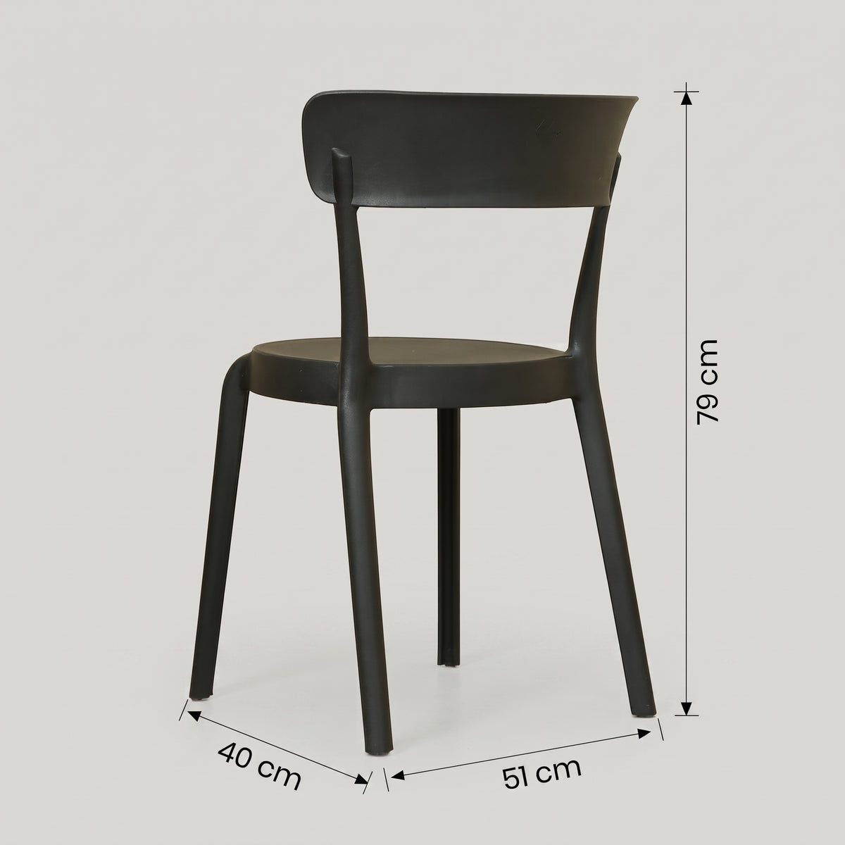 Black Plastic Armless Dining Chair by Zodiya