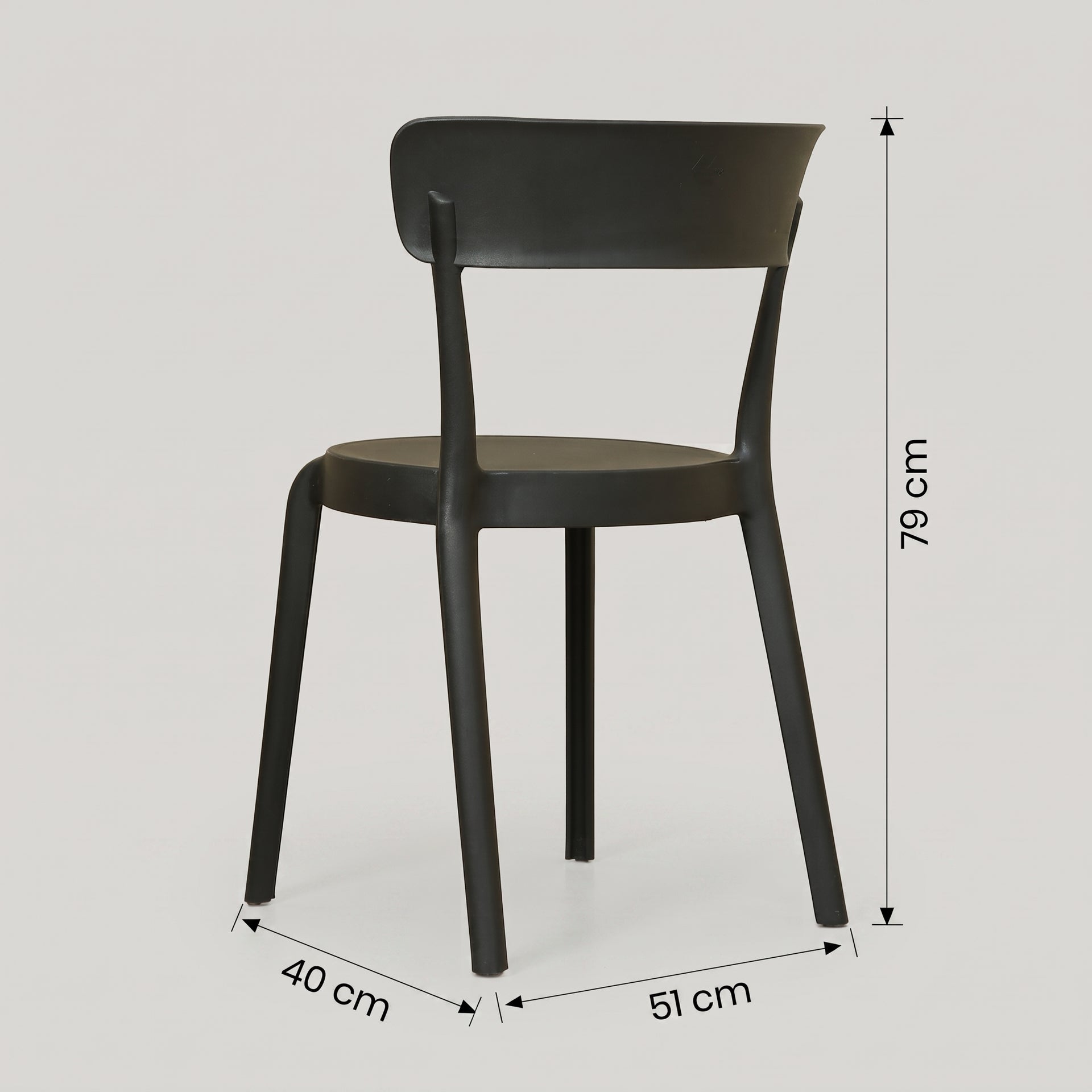Black Plastic Armless Dining Chair by Zodiya