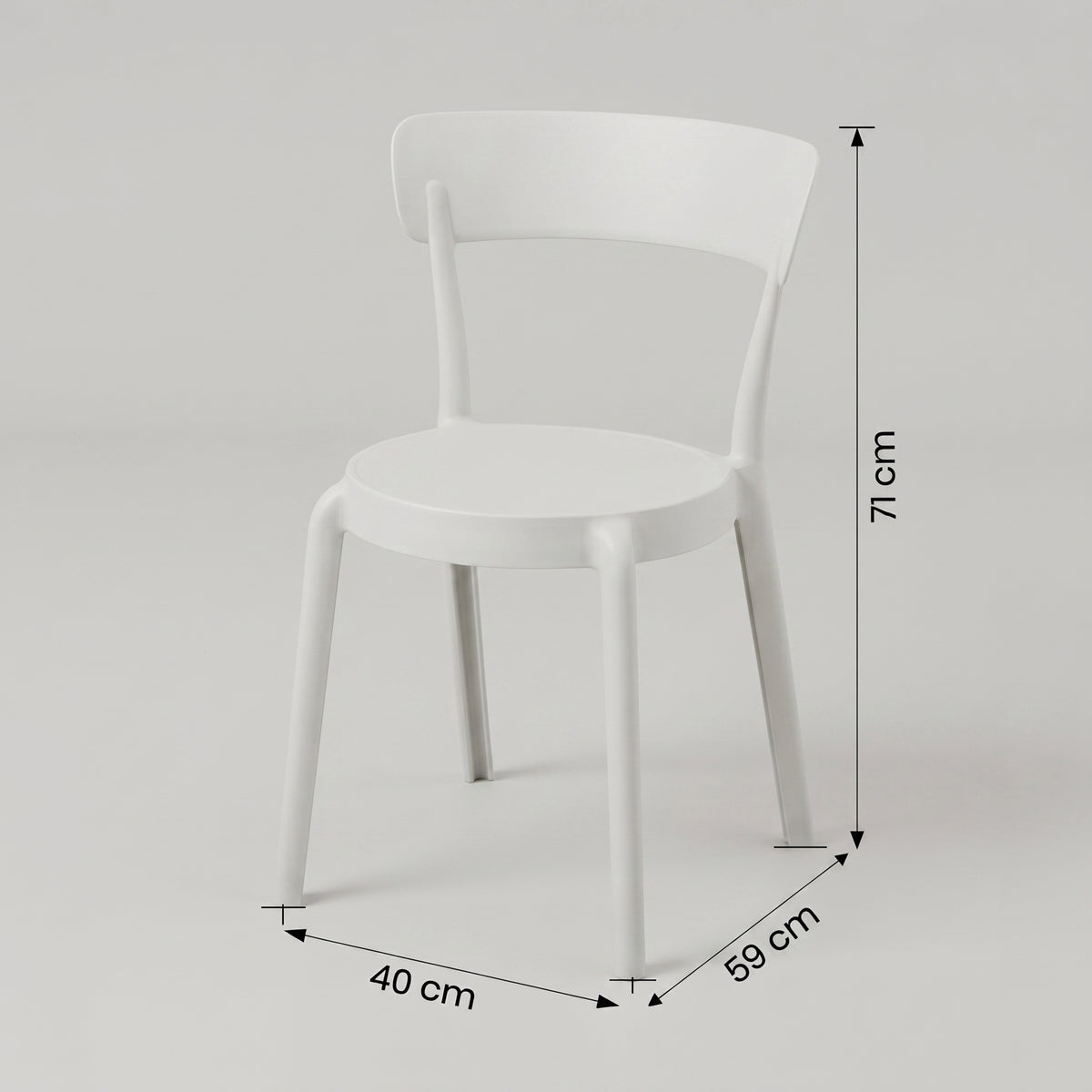 White Armless Plastic Dining Chair by Zodiya