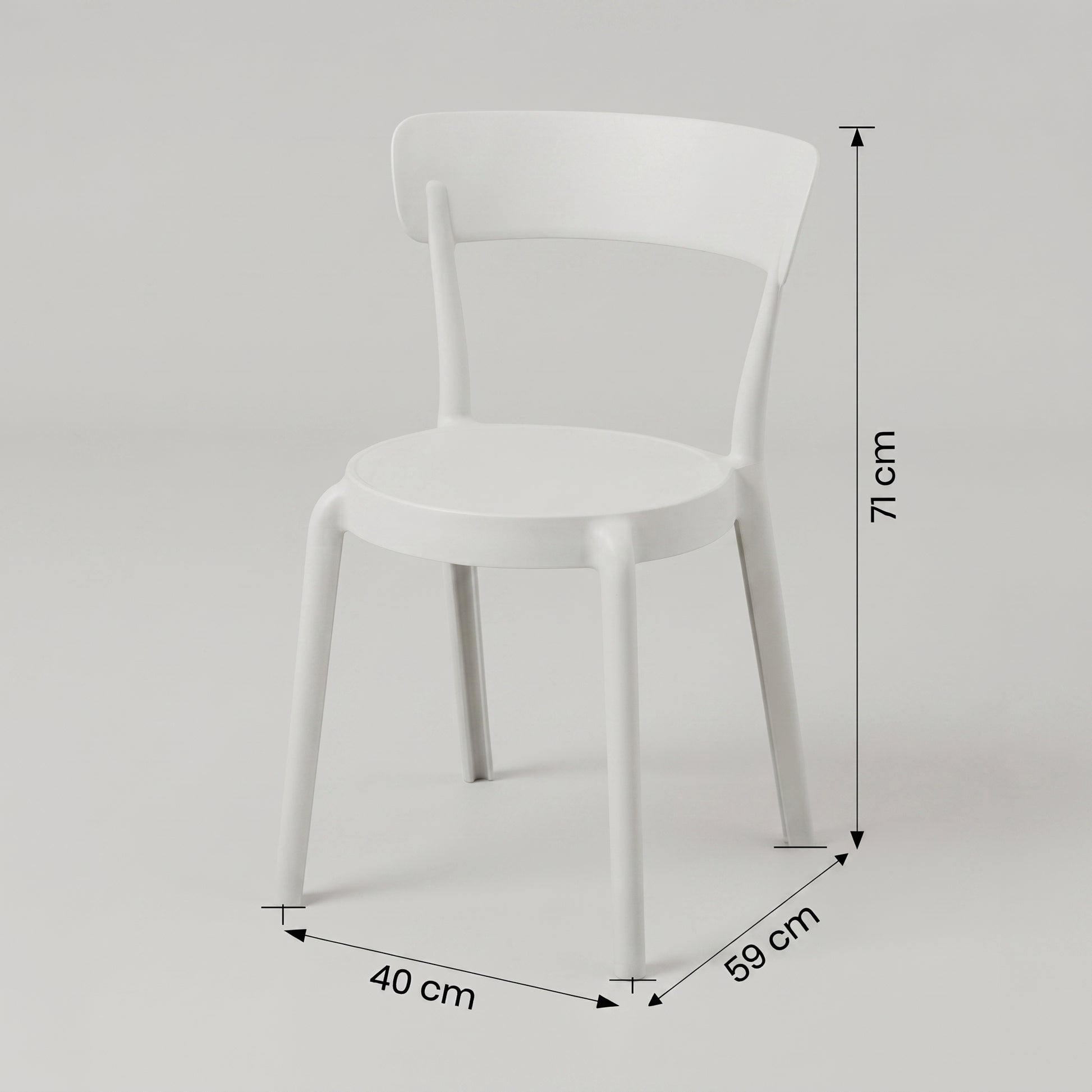 White Armless Plastic Dining Chair by Zodiya-2