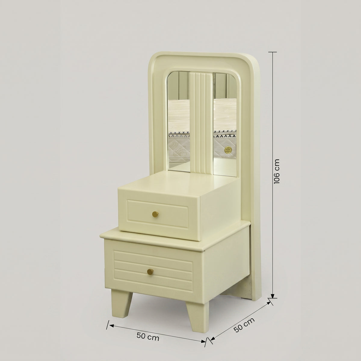 Ivory Arched Dressing Table with 2 Drawers by Zodiya